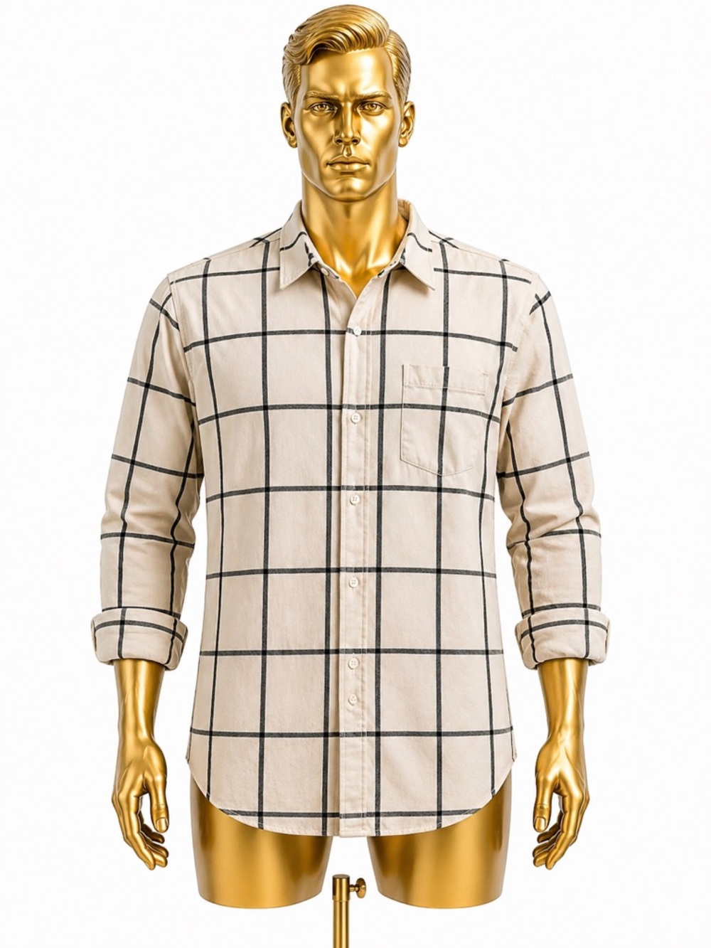 Universal Thread Beige and Black Plaid Shirt